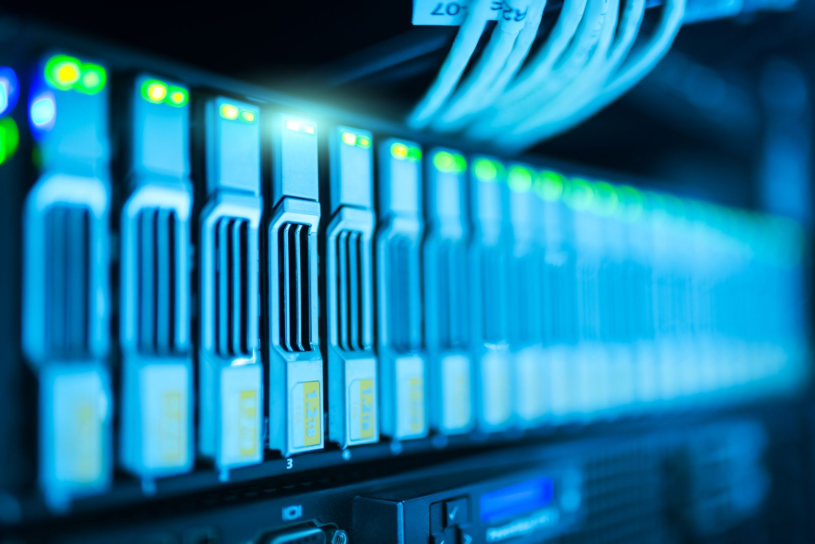 On-premise server blades in a controlled infrastructure environment.